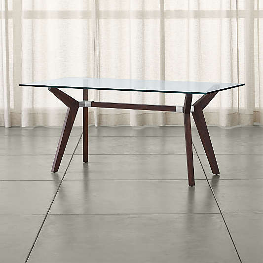 Strut Espresso Glass Top Mango Wood Table 70"