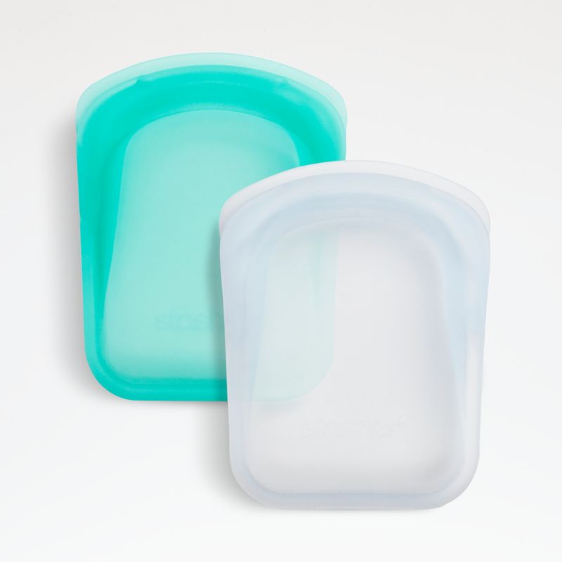 Stasher Reusable Silicone Bag Starter Kit, Aqua, 4 Pack