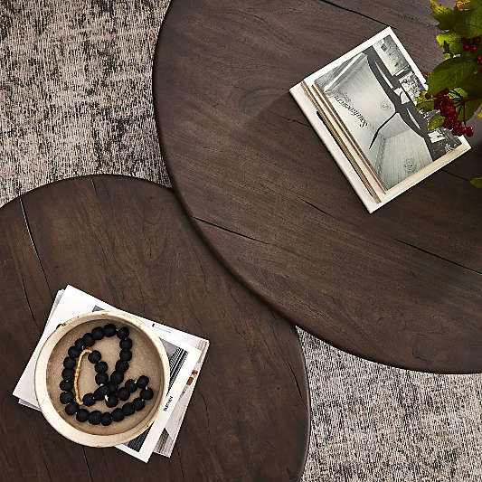Stuart Aged Belgium Bleach Wood Nesting Round Coffee Tables
