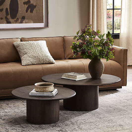 Stuart Aged Belgium Bleach Wood Nesting Round Coffee Tables