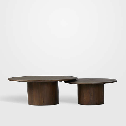 Stuart Aged Belgium Bleach Wood Nesting Round Coffee Tables