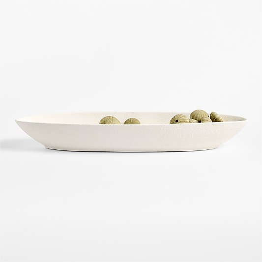Studio White Ceramic Long Decorative Bowl