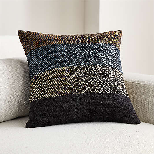 Stowell Cotton, Wool and Silk Blend 20"x20" Blue Throw Pillow Cover