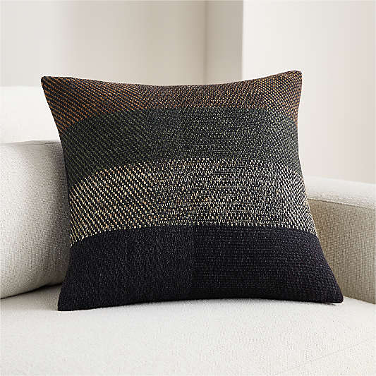 Stowell Cotton, Wool and Silk Blend 20"x20" Olive Green Throw Pillow Cover