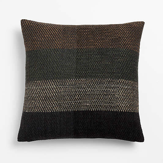 Stowell Cotton, Wool and Silk Blend 20"x20" Olive Green Throw Pillow Cover