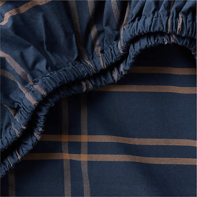 Stax Deep Indigo Organic Yarn Dyed Baby Crib Fitted Sheet