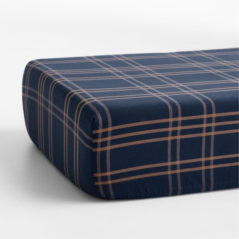 Stax Deep Indigo Organic Yarn Dyed Baby Crib Fitted Sheet - image 3 of 6
