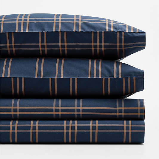 Stax Deep Indigo Organic Yarn Dyed Kids Full Sheet Set