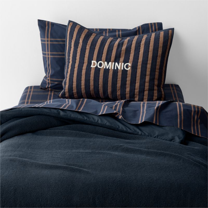 Deep Indigo Stripe Waffle Weave 100% Organic Cotton Kids Full/Queen Quilt - image 9 of 15