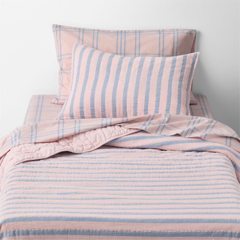 Lilac Rose Stripe Waffle Weave 100% Organic Cotton Kids Full/Queen Quilt - image 6 of 11