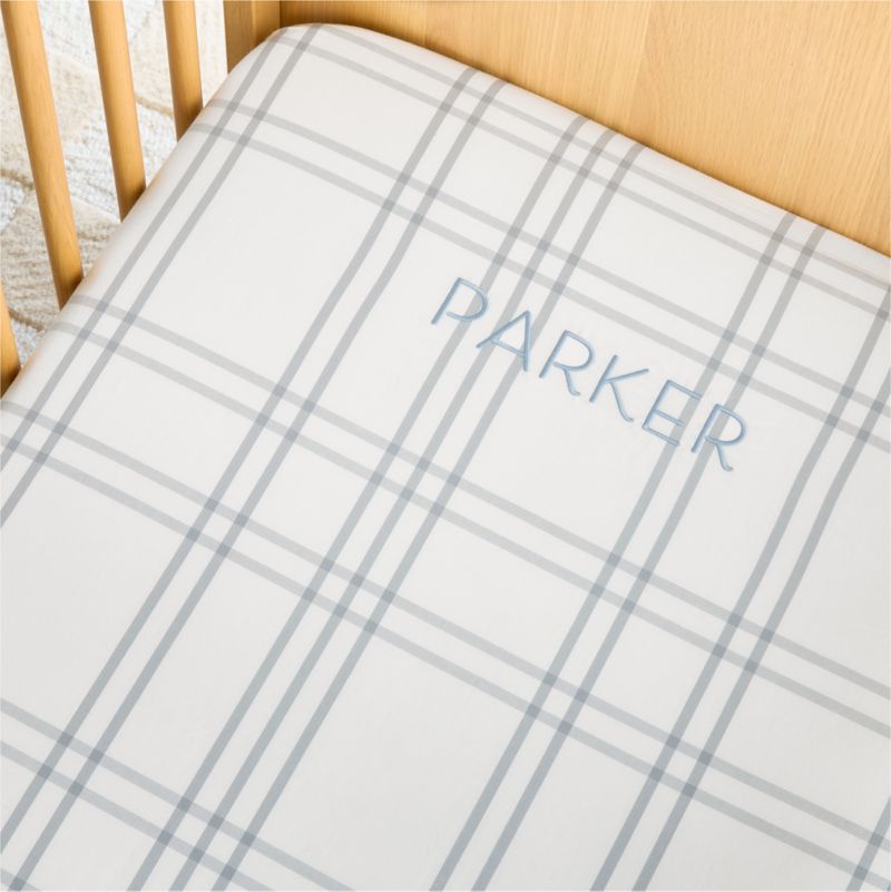 Stax Mist Blue 100% Organic Cotton Baby Crib Fitted Sheet - image 1 of 8