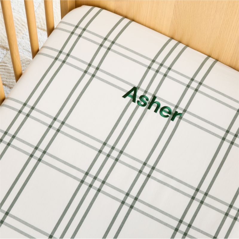 Stax Pine Green 100% Organic Cotton Baby Crib Fitted Sheet - image 1 of 7