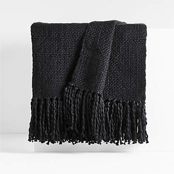 Bardot Ink Black Recycled Cashmere Holiday Throw Blanket 70