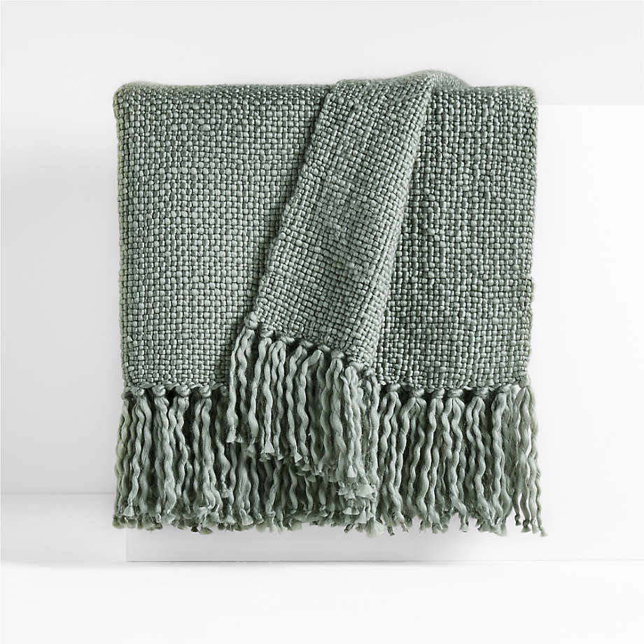 Artisan Cozy Knit Throw, Ultra Soft Machine Washable, 60”x70”, Green and  White