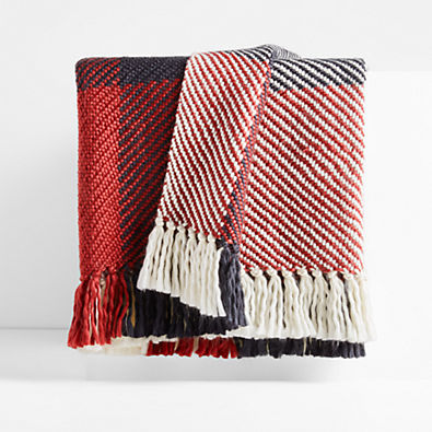View Styles 70"x55" Red Plaid Fringe Throw Blanket details