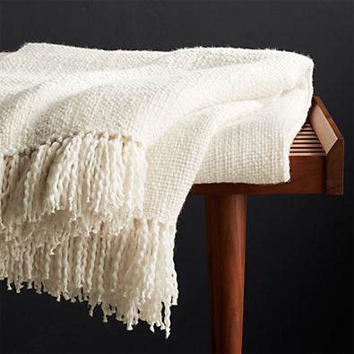View Styles 80"x80" Ecru Fringe Throw Blanket details