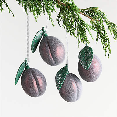 Sugared Plum Glass Christmas Tree Ornament, Set of 4