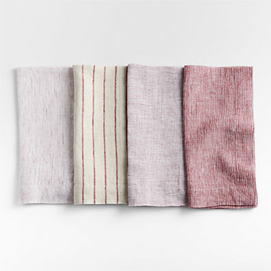 View Suits Cabernet Red Linen Holiday Napkins, Set of 4 details