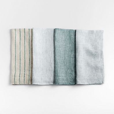 View Suits Pine Green Linen Holiday Napkins, Set of 4 details