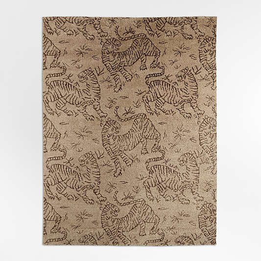 Sumatra Wool Tiger Handwoven Brown Area Rug 6'x9'