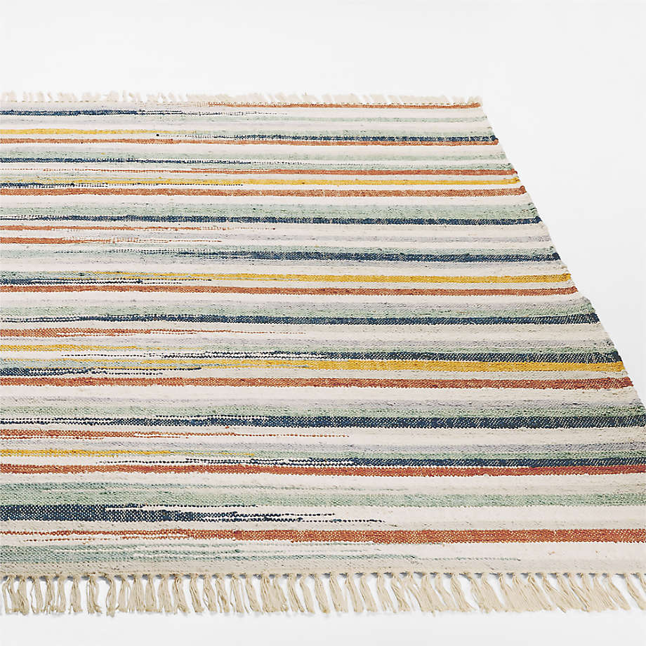 Sumer Flat Weave Cotton Kilim Blue Striped Rug by John Robshaw | Crate ...