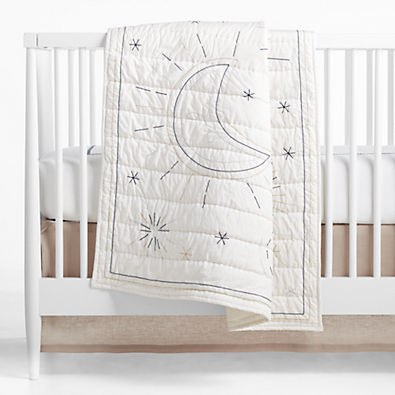 View Sun and Moon White Organic Baby Crib Quilt details