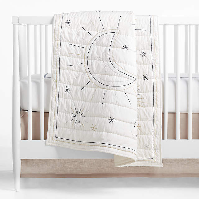 Modern Sun and Moon White Organic Baby Crib Quilt + Reviews | Crate & Kids