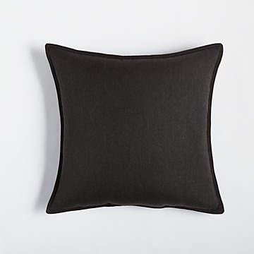 Decorative Straw Linen & Black Sunbrella Pillow Cover Modern 