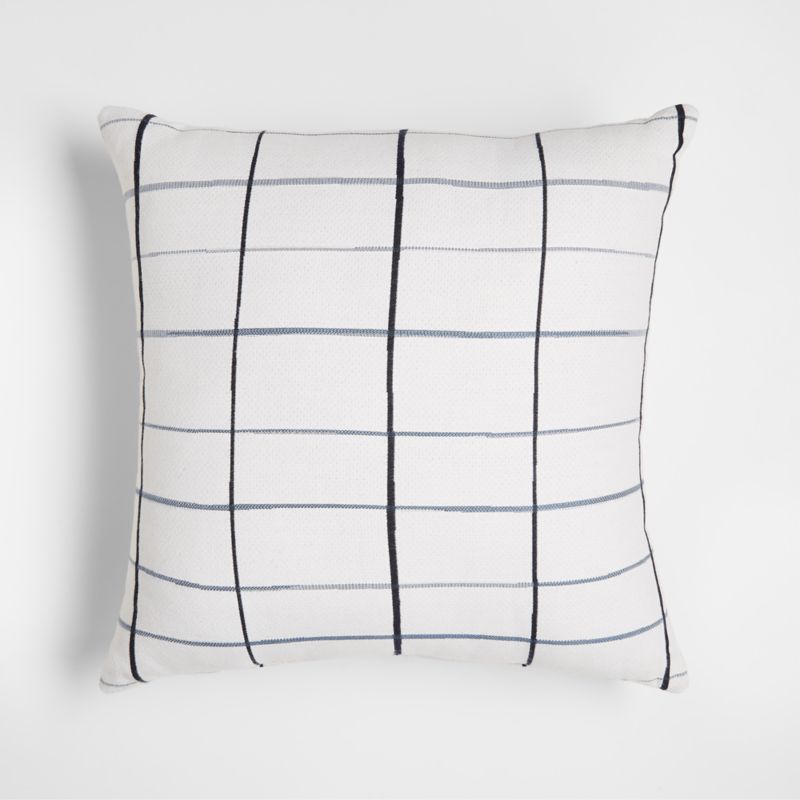 Sunbrella ® 20"x20" Windowpane White and Navy Blue Outdoor Throw Pillow
