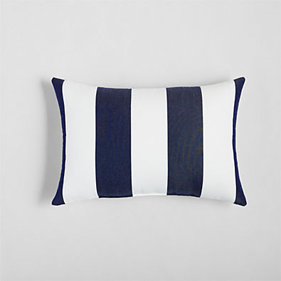 View Sunbrella ® Cabana Stripe Navy Outdoor Lumbar Pillow details