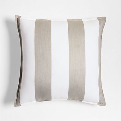 View Sunbrella ® 20"x20" Cabana Flax Taupe Stripe Outdoor Throw Pillow details