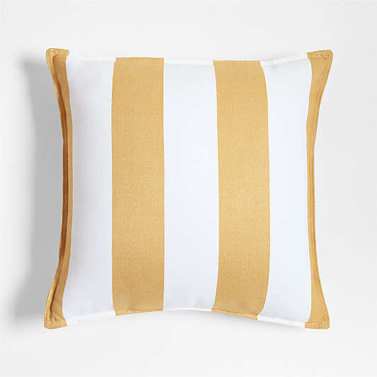 Sunbrella ® 20"x20" Cabana Wheat Yellow Stripe Outdoor Throw Pillow