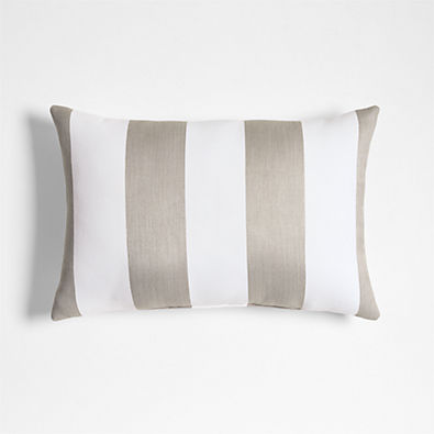 View Sunbrella ® 20"x13" Cabana Flax Taupe Stripe Outdoor Throw Pillow details