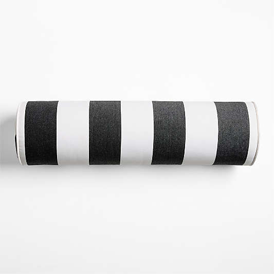 Sunbrella ® Canvas Ink Black Cabana Stripe Bolster Outdoor Throw Pillow
