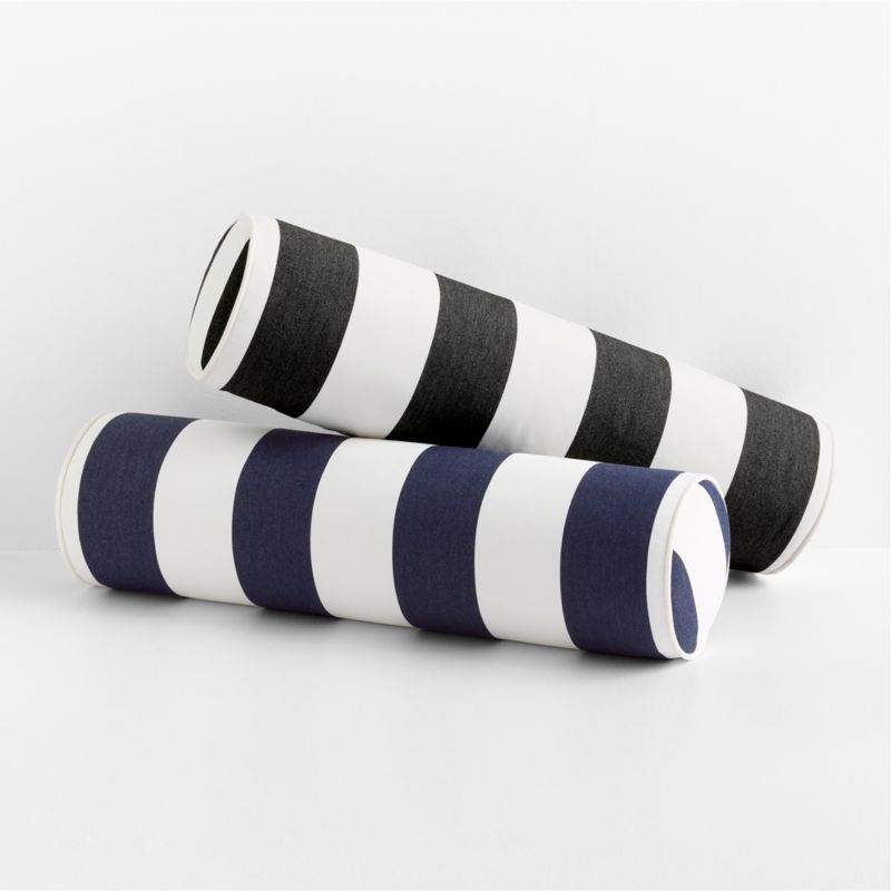 Sunbrella ® Canvas Ink Black Cabana Stripe Bolster Outdoor Throw Pillow - image 2 of 4