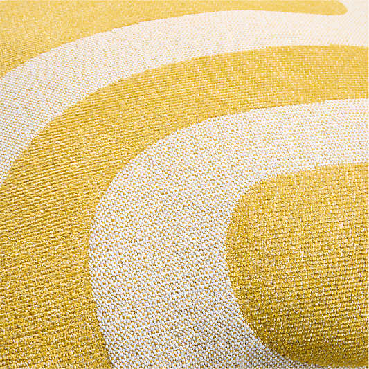 Sunbrella ® Retro Curves 20"x20" Mustard Yellow Outdoor Throw Pillow