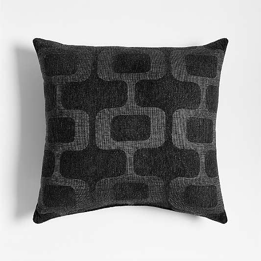 Sunbrella ® Retro Geo 20"x20" Ink Black Outdoor Throw Pillow