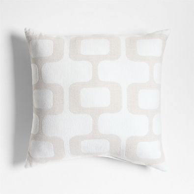 View Sunbrella ® Retro Geo 20"x20" Arctic Ivory Outdoor Throw Pillow details