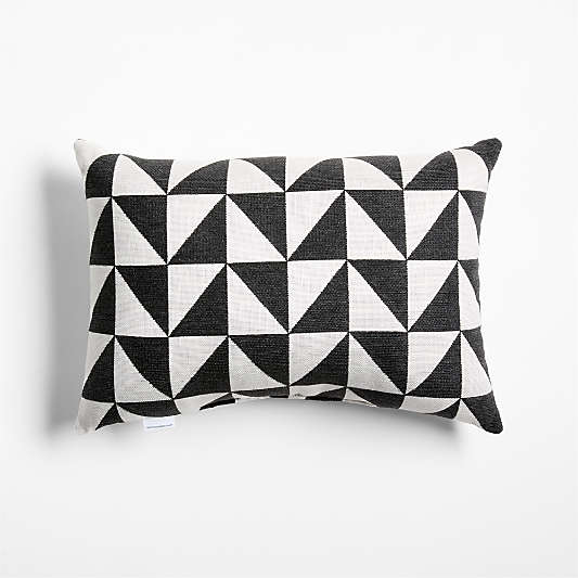 Sunbrella ® Jarah Geo 22"x15" Ink Black Indoor/Outdoor Throw Pillow