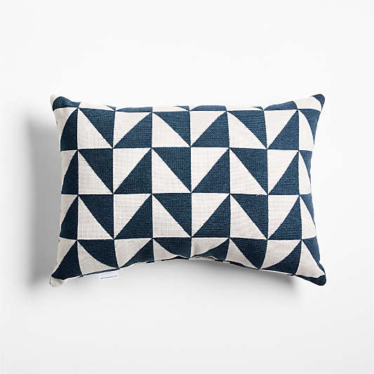 Sunbrella ® Jarah Geo 22"x15" Deep Indigo Indoor/Outdoor Throw Pillow