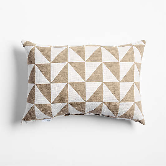 Sunbrella ® Jarah Geo 22"x15" Warm Sand Beige Indoor/Outdoor Throw Pillow