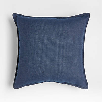 Sunbrella ® Solid 20"x20" Ink Blue Textured Outdoor Throw Pillow