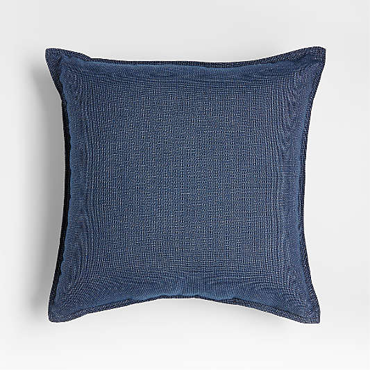 Sunbrella ® Solid 20"x20" Ink Blue Textured Outdoor Throw Pillow