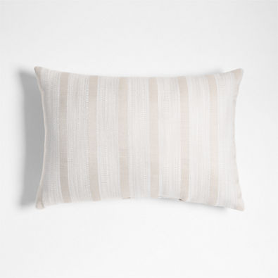 View Sunbrella ® Flashy Stripe 24"x16" Sand Beige Outdoor Throw Pillow details