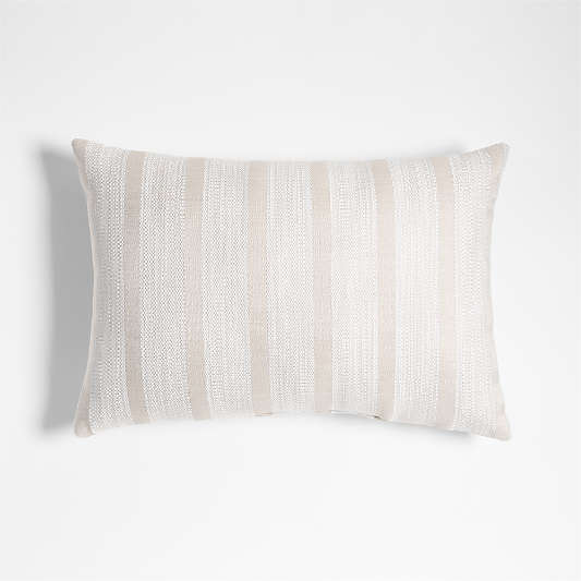 Sunbrella ® Flashy Stripe 24"x16" Sand Beige Outdoor Throw Pillow