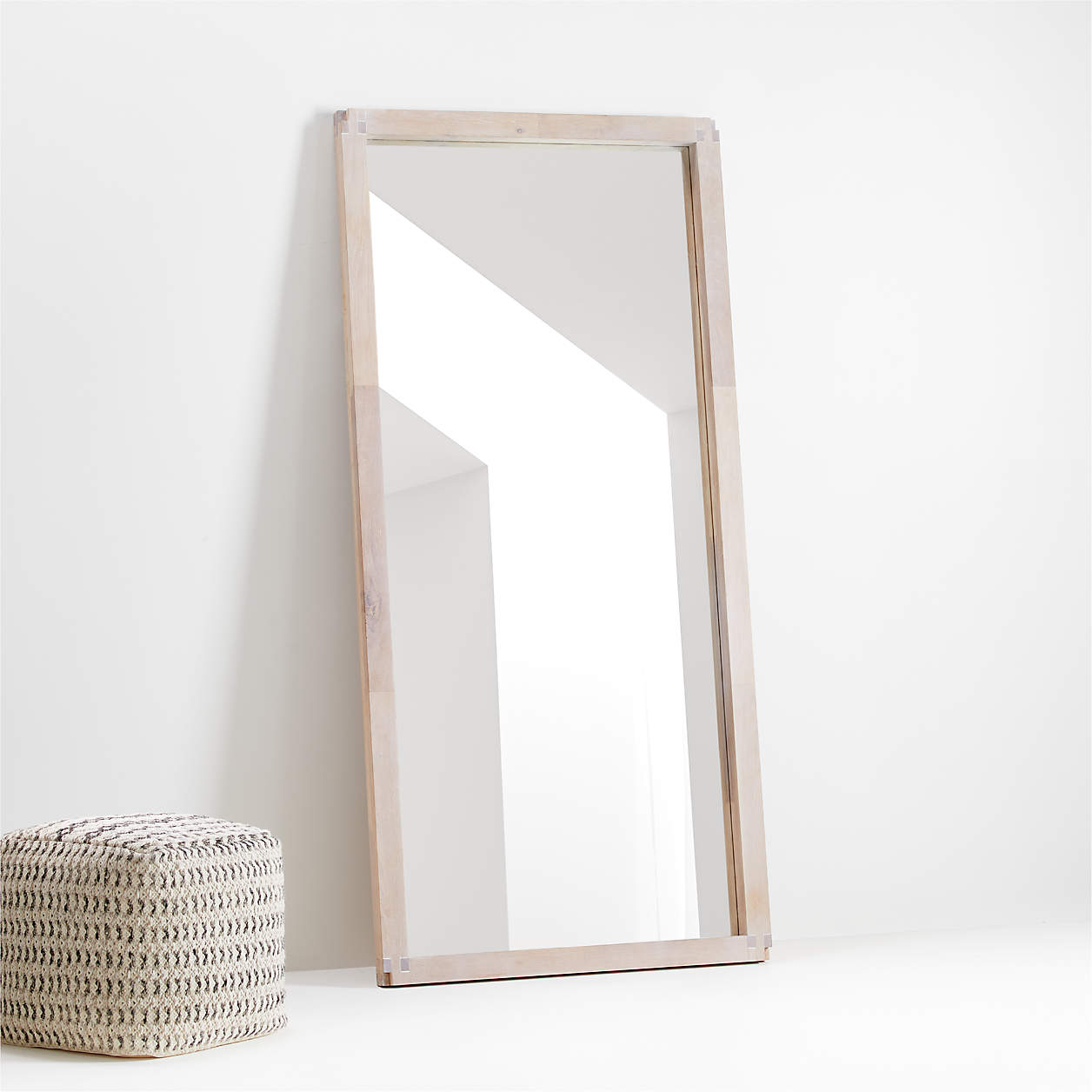 Sune Rectangular Whitewashed Wood Floor Mirror Crate & Barrel
