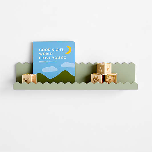 Sunny Zig Zag Sage Green Book Ledge Shelf
