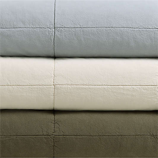 Sunwashed Organic Cotton Fog Grey Full/Queen Box Quilt