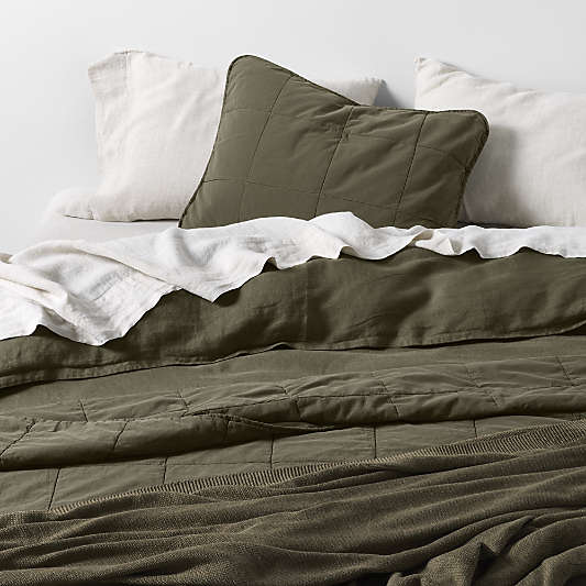 New Natural EUROPEAN FLAX ™-certified Linen Burnt Green Duvet Covers