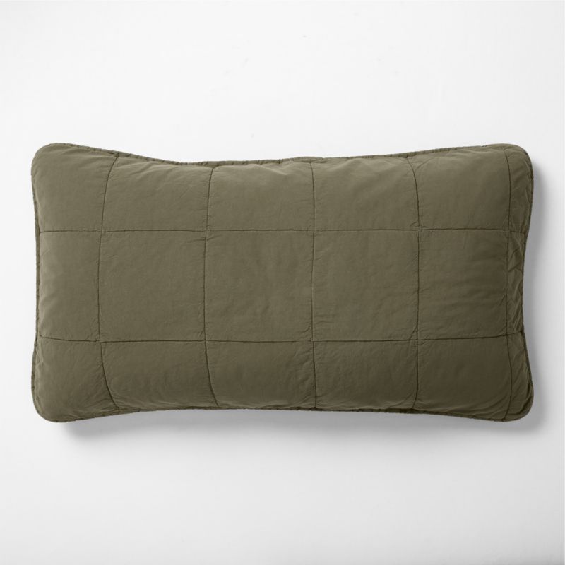 Viewing product image Sunwashed Organic Cotton Burnt Green King Quilted Bed Pillow Sham - image 1 of 8